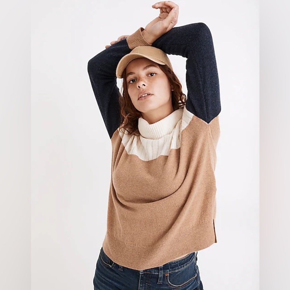 Madewell Hickory Turtleneck Sweater in Colorblock